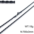 700mm black vacuum-plated stainless steel rope chain necklace for men and women - 3mm 70cm (KN201809-Z)
