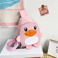 Sac bandoulière canard rose pour enfants avec sangle réglable et broderie mignonne - Rose
