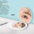 White foldable LED makeup mirror featuring 10X magnification for precise beauty application - White 10X