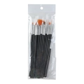 15-piece black professional nail art brush set with white and orange bristles - Black