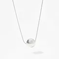 Minimalist silver snake chain necklace featuring a polished hollow sphere pendant - Small Silver (PDD820)