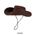Waterproof coffee brown cowboy hat for outdoor hiking with breathable mesh and chin strap - Breathable 12cm Large Brim / Coffee