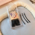 Schwarze minimalistische Haarklammern in transparenter Box mit süßer Bärenkarte - Gebogener Stil (30 Stück)