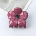 Glossy magenta flower hair claw clip in durable plastic for elegant ponytail styling - Glossy Rose Red