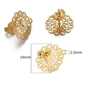 14mm golden hollow flower stud earring component in stainless steel for DIY jewelry - 14mm Hollow Flower / Gold