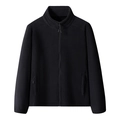 Men's black fleece jacket with standing collar and zipper pockets for winter warmth - M / Women's Black