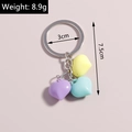 Detailed view of colorful heart keychains with weight 8.9g and size 7.5cm dimensions - Colorful Heart