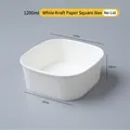 White kraft paper 1200ml square lunch box, 17x15x6.8cm disposable take-out bowl - No Lid / 1200ml White Square Box
