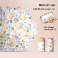 Mini paraguas de 14cm con estampado floral naranja y verde y bolso de mano retro - 14CM 5-Pliegues con Bolso / Cien Flores