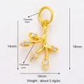 Pendentif branche fleurie en or 18K avec zircons blancs pour bijoux DIY - Style L / Or