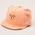 Light orange cotton baby baseball cap with cute bear embroidery and 3D ears - One Size / Pink