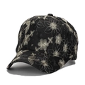 Gorra negra para mujer con delicado bordado floral dorado y visera curva - Estilo de Bordado Floral Negro y Dorado (B)
