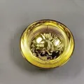 Miniature gold alloy decorative bowl featuring embossed koi fish and lucky characters - Gold Hundred Blessings Double Fish