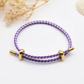 Adjustable dual-strand braided rope bracelet in purple and light blue with gold clasp - 3mm / Violet Blue