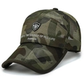 Breathable jungle camouflage mesh baseball cap with embroidered sports shield logo - Army Green