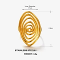 Minimalist spiral swirl ring in gold stainless steel finish for a sleek geometric look - Gold Vortex Ring