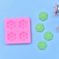 Daisy shaped 4-cavity silicone mold for DIY soap and fondant making on blue background - 4-Cavity Daisy Style / Pink
