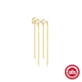Boucle d'oreille clou cerf-volant en argent S925 doré avec diamants et franges de chaîne - Or #14