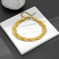Collana a tre strati in maglia serpente dorata intrecciata con chiusura a moschettone - Bracciale Oro (D302)