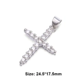 Ciondolo a croce argento con zirconi bianchi per gioielli, misura 24,5x17,5 mm - Croce Argento-Zirconia Trasparente (24.5*17.5mm)