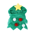 Green velvet Christmas tree pet cloak with yellow star and colorful plush balls decoration - S / Green Christmas Cape
