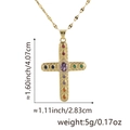 Pendentif croix plaqué or avec zircons colorés et mesures de précision détaillées - Style P / Pendentif + Chaîne à Lèvres