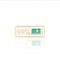 White social battery enamel pin with gold edges and 99 percent charging status - Full Power Brooch / 99% Battery