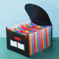 Black accordion file organizer with 24 rainbow pockets and portable handle - Black Rainbow Inner [25 Grids]