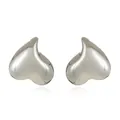 Macro shot of silver irregular heart earrings with mirror polished metallic finish - Style 3 Silver