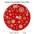 Jupe de sapin de Noël rouge avec flocons dorés et nœuds en ruban, diamètre de 90 cm - A-SQ51 Flocon de Neige Rouge et Or