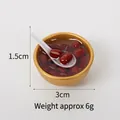 Miniature gold bowl with red bean soup and spoon charm, dimensions 3cm diameter - 3cm Gold Bowl-No.8 (No Hook)