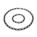 Conjunto de collar y pulsera de acero inoxidable gris oscuro con eslabones torcidos - Juego de Collar y Pulsera / Negro