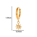 Titanium gold hoop earring with star pendant and clear gemstone, 1.94cm total height - Octagonal Star Pendant (T2595-9#Gold)