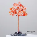 Lucky money tree ornament with red agate crystal leaves and copper wire branches - Red Agate (Agate Base)