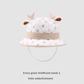 Cappello da sole bianco a pois per neonati con corna 3D e cinturino regolabile - Pois Corna Cachi (TJZY166)
