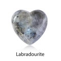 Polished 15mm natural heart-shaped Labradorite gemstone with blue flash and grey base - Flash Stone (Labradorite)