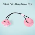 Dog suction cup tug toy with cherry blossom pink saucer-style food dispensing ball - Saucer Shape / Sakura Pink