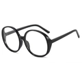 Fashionable oversized round sunglasses in glossy black finish with minimalist frame - Black Frame Clear Lens