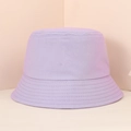 Solid lavender purple cotton bucket hat for outdoor sun protection and casual wear - Purple