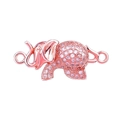 Rose gold elephant connector charm with pink cubic zirconia stones for jewelry making - Rose Gold Elephant with Pink Zirconia (L0386-C)