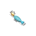 Blue enamel fish pendant with gold stripes and precise dimensions of 22mm by 7mm - Blue