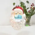 Addobbo di Natale in vetro dipinto a mano, Babbo Natale con mascherina per l'albero - Babbo Natale con Mascherina