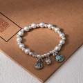 New Chinese-style silver bead bracelet with colorful enamel charm and Fu character - L525-1 Gold Swallowing Beast