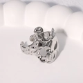 Minimalist irregular lava texture silver open ring on a white ceramic display tray - Irregular Hollow Out Style / Steel