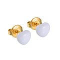 Boucles d'oreilles cœur en acier inoxydable plaqué or 18K avec émail violet clair - E931-Lavande Cœur