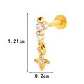 Gold starburst chain labret with zircon cross pendant and 1.21cm titanium post - Cross Dangle Style (0195-5#) / Gold