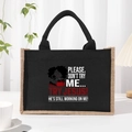 Black canvas tote bag with religious slogan and female illustration for women - Black Graphic 8
