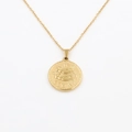 Collier avec pendentif pièce zodiaque Gémeaux en acier inoxydable plaqué or 18k - Gémeaux