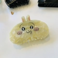 Detail view of a cute yellow rabbit claw clip made from premium acetate material - Yellow Red Cheeks Rabbit