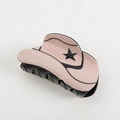 Pink hair claw clip with black star patterns and retro hat shape for women's hairstyle - Pink Star Lines Hat Style